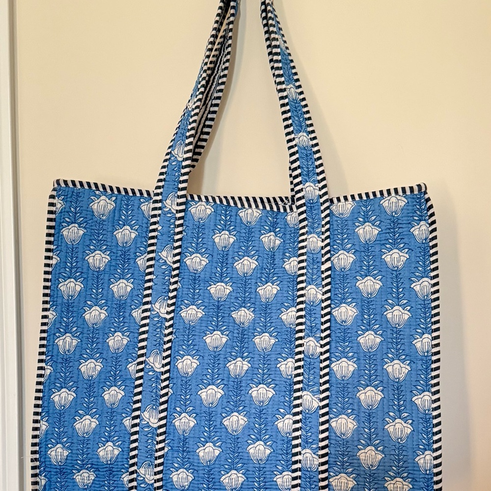 Blue Floral Tote Bag